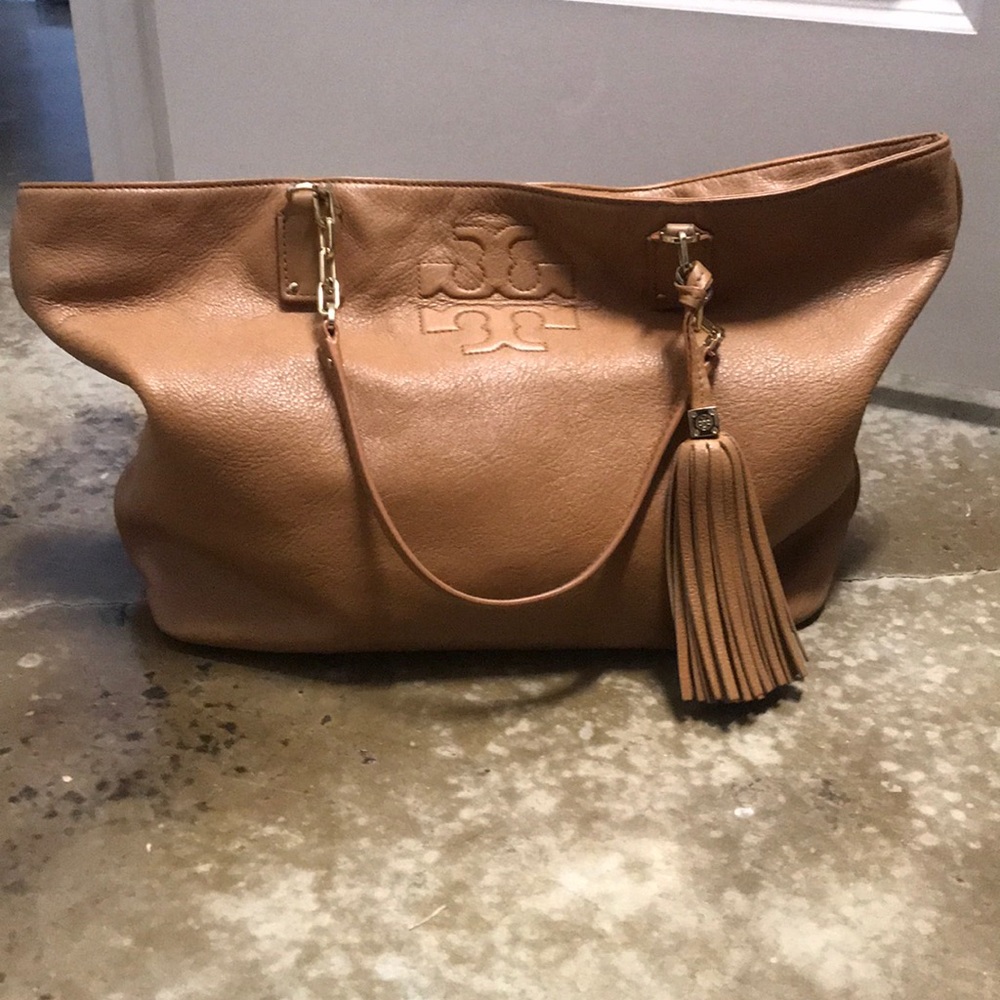 Tory Burch Thea Bark Pebbled Leather Chain Tote